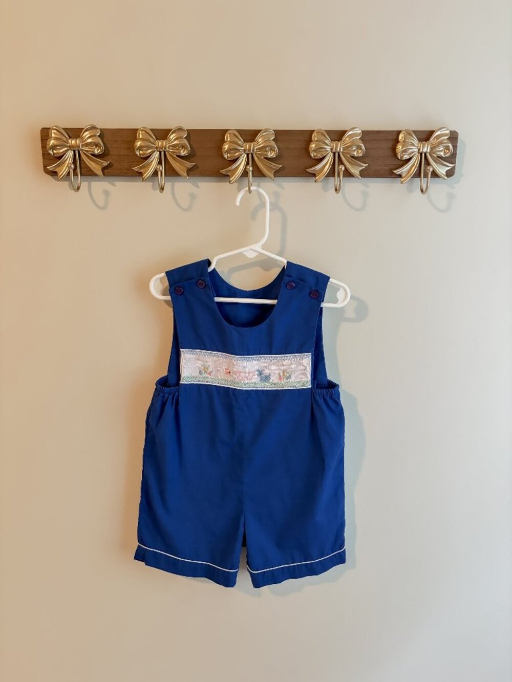 2T Blue Toddler Romper with Embroidered Detail